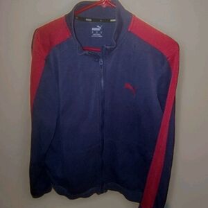 Vintage 90s Puma Blue and Red Zip-Up Jacket Men's Medium